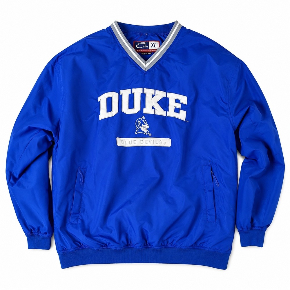 Cadre Duke Blue Devils Windbreaker Pullover Mens XL Blue V-Neck Embroidered Logo